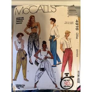 Vintage McCall’s 4916 Pants Pattern Easy 90 Min Large Uncut 1980s